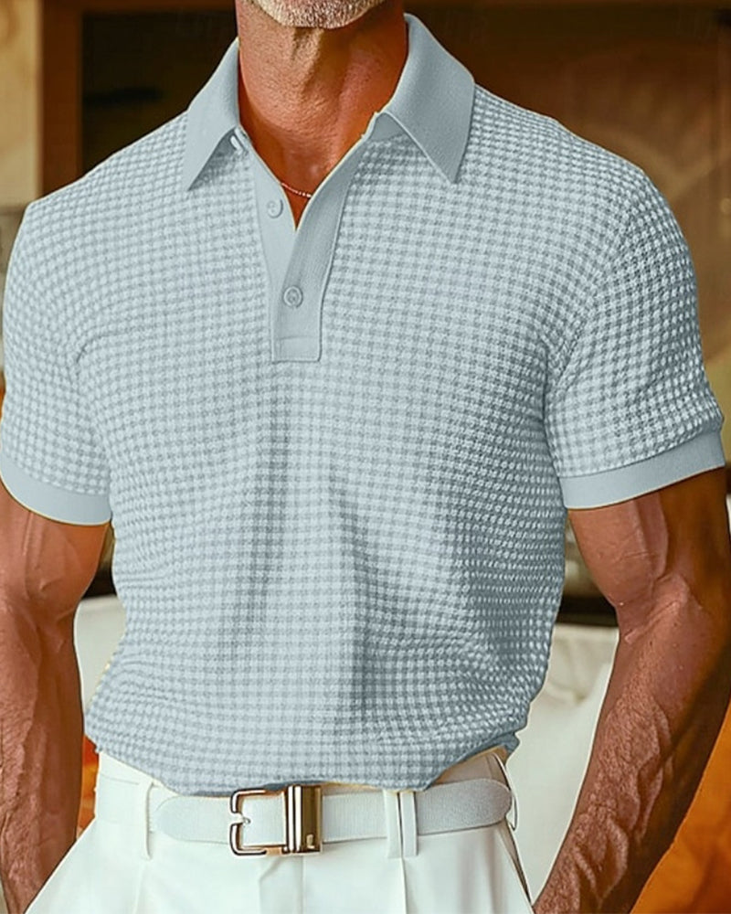 Men's Short Sleeve Button Polo Shirt Regular Fit