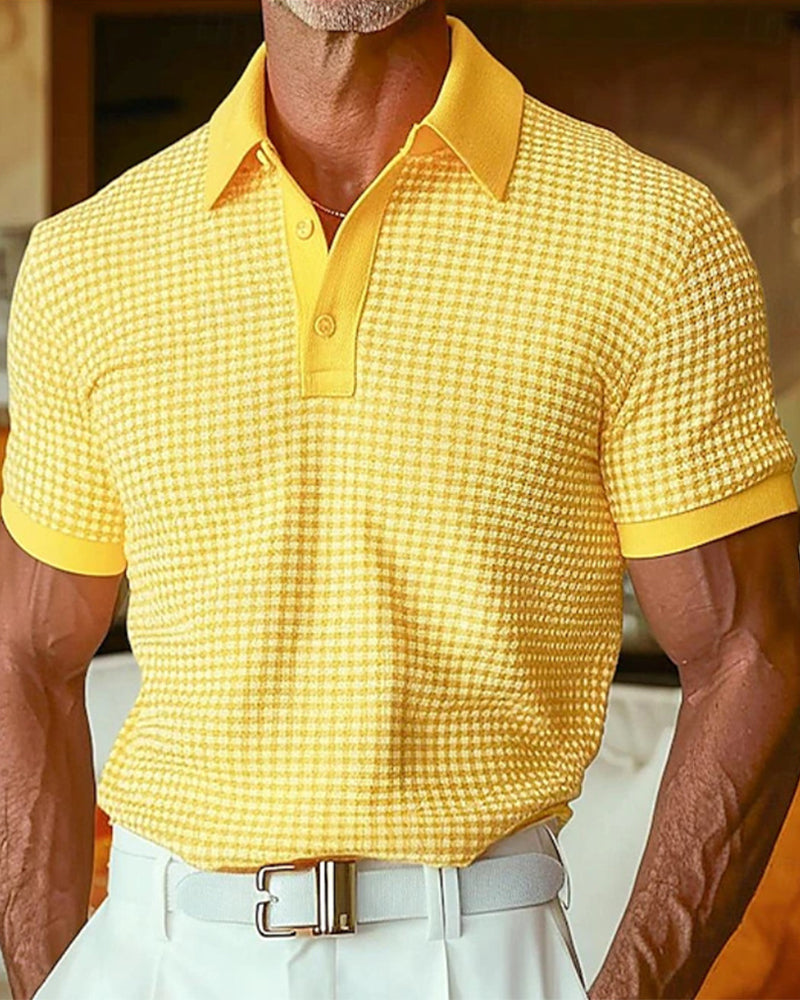 Men's Short Sleeve Button Polo Shirt Regular Fit