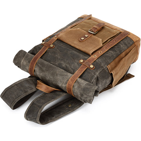 Vintage Waterproof Canvas Roll-Top Backpack