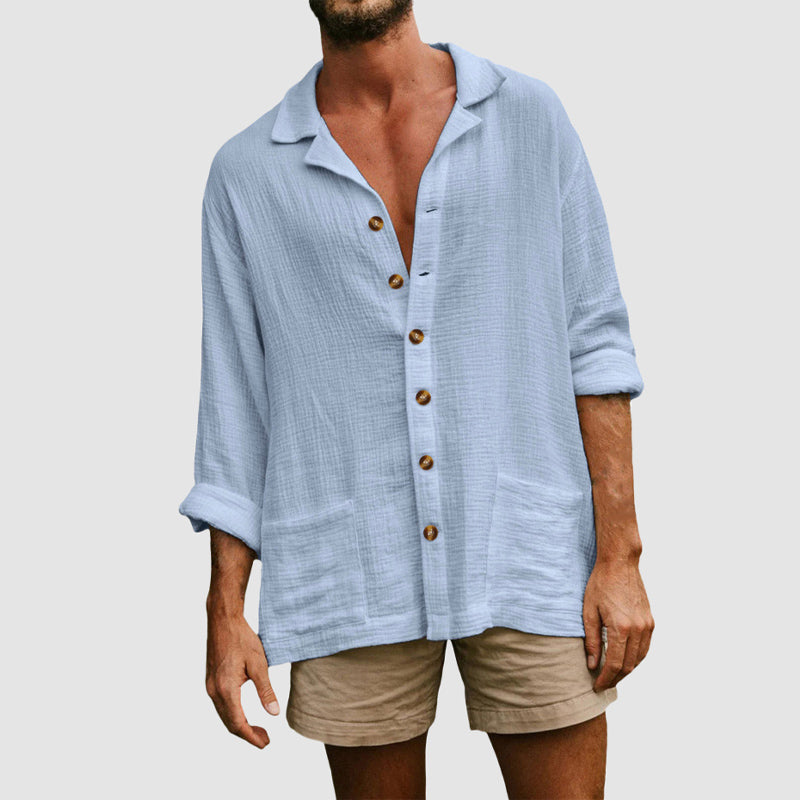 Men's Casual Coastal Escape Button-Up Shirt