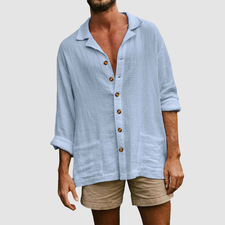 Men's Casual Coastal Escape Button-Up Shirt
