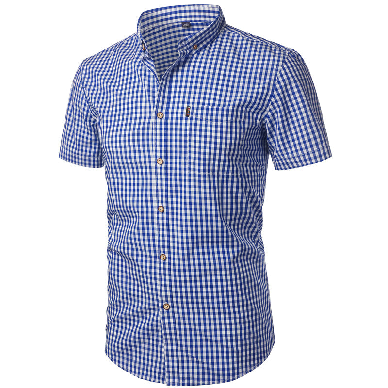 Short Sleeve Checkered Shirt Lightweight Breathable