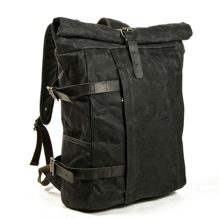 Canvas Roll-Top Vintage Motorcycle Backpack Mens