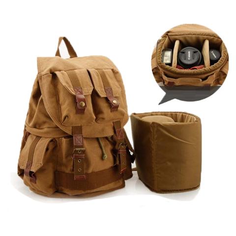 Waterproof Canvas Camera Backpack Vintage Rugged Style
