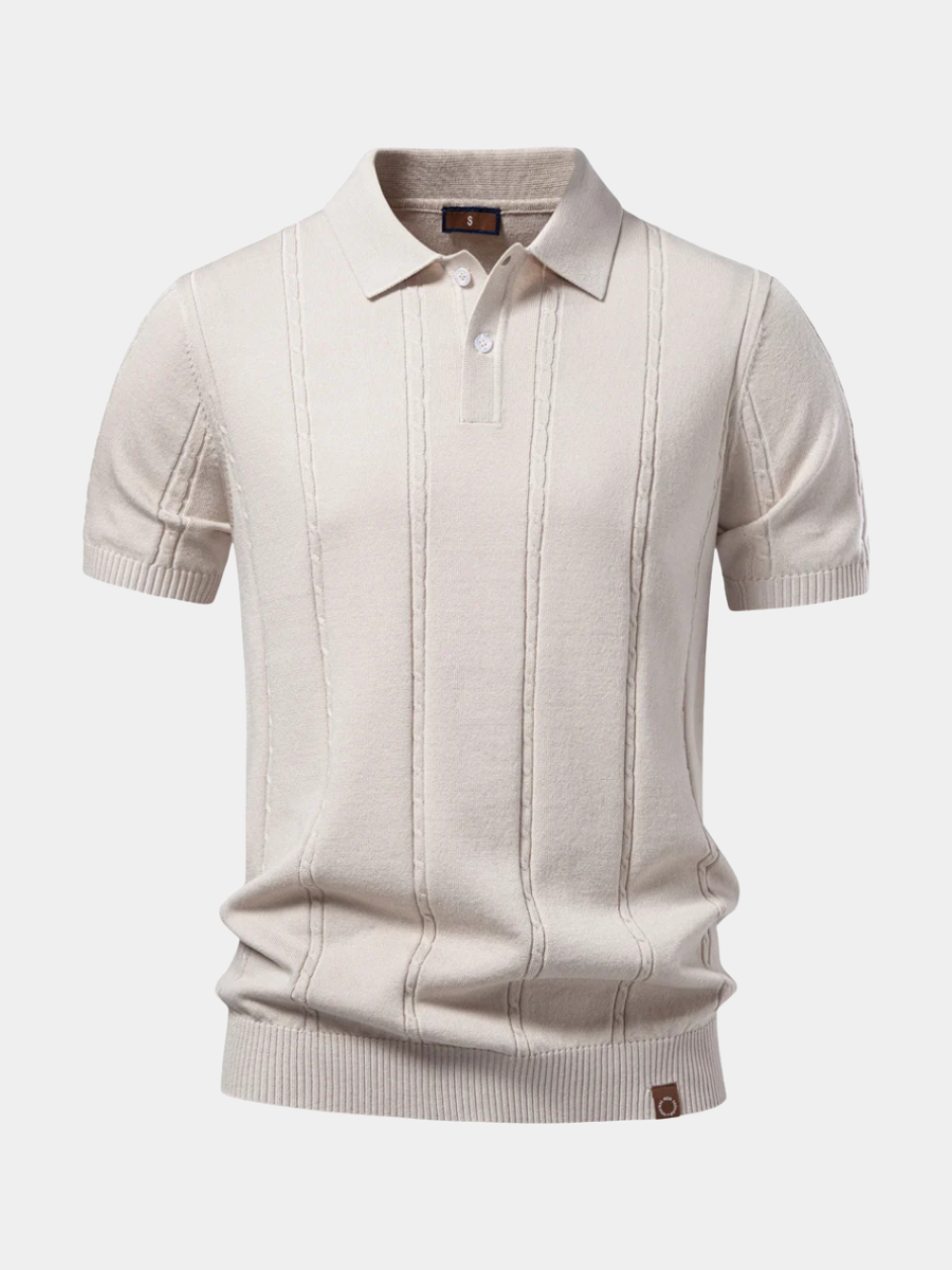 Men's Ribbed Knit Viscose Blend Polo Shirt