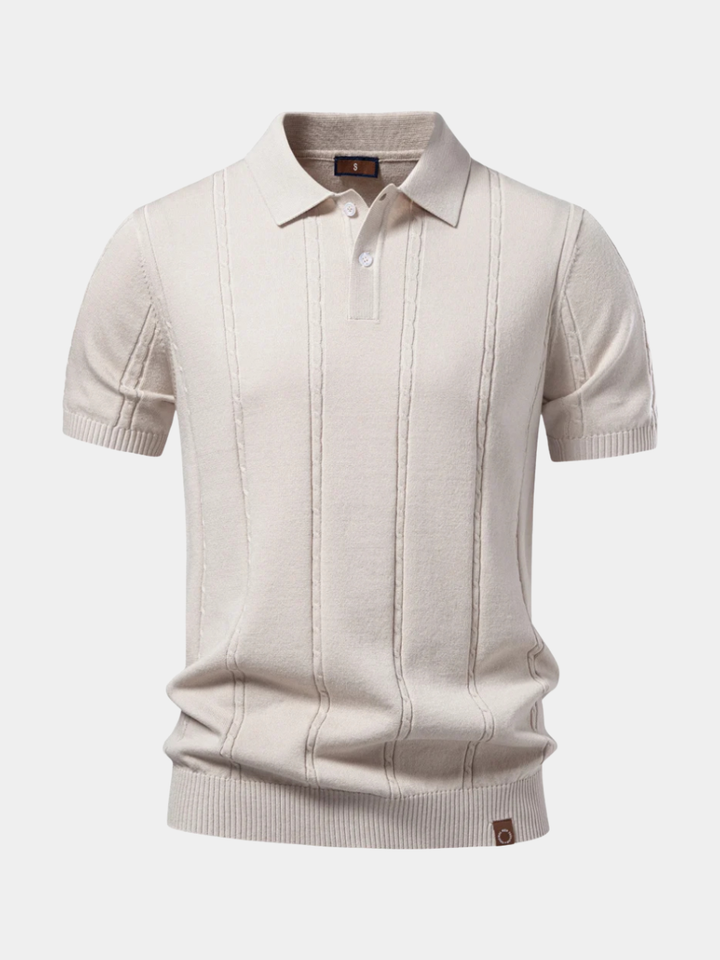 Men's Ribbed Knit Viscose Blend Polo Shirt