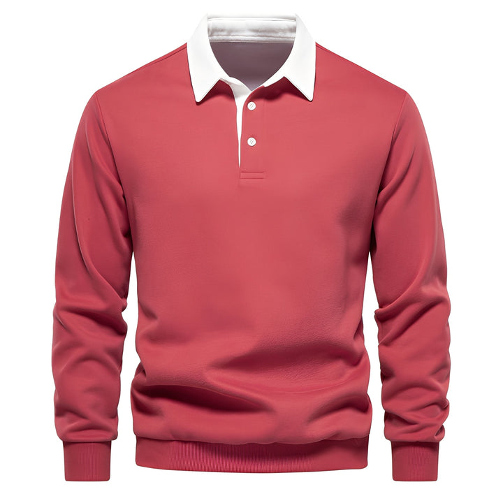 Men's Long Sleeve Polo Shirt Breathable Cotton