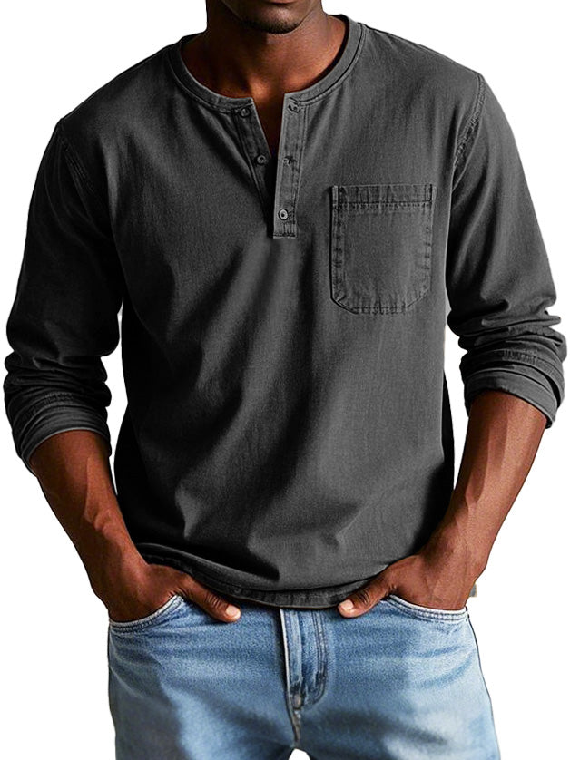 Men's Casual Henley Long-Sleeve Shirt