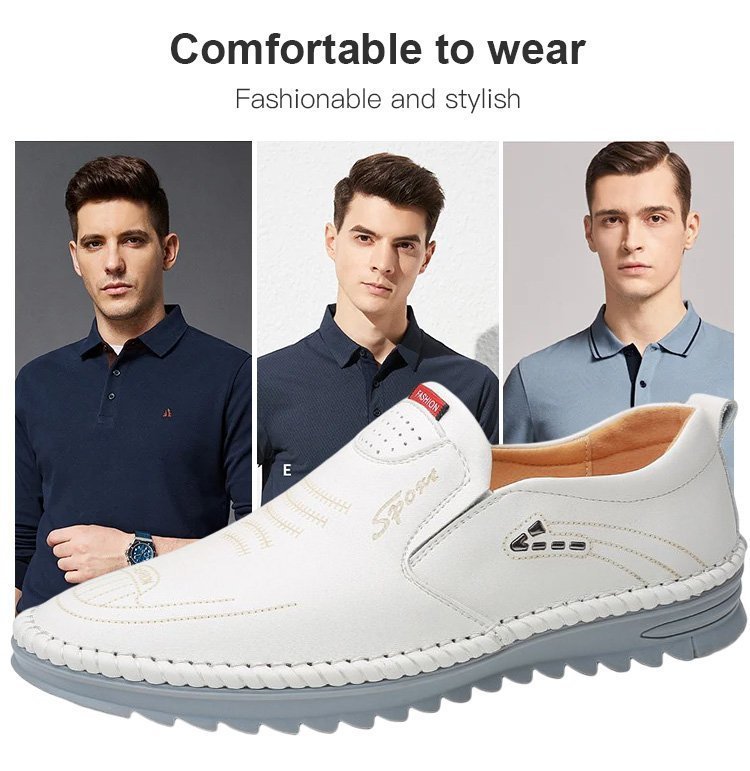 Men's Leather Canvas Slip-On Sneakers