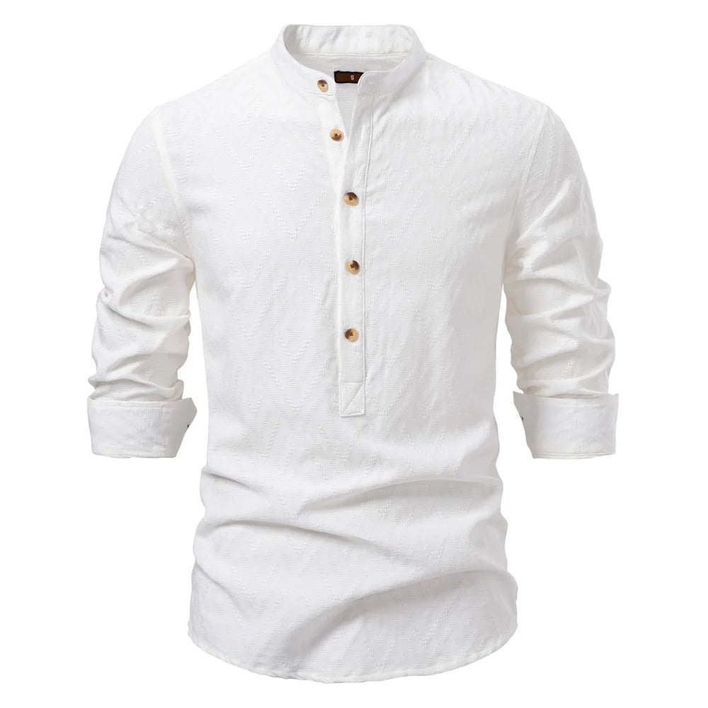 Men’s Textured Henley Collar Shirt