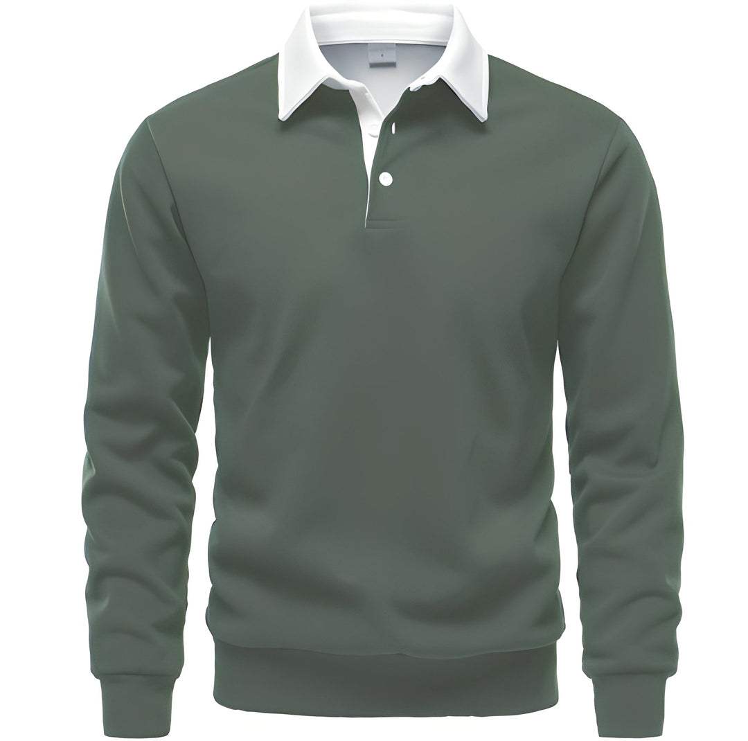 Men's Long Sleeve Polo Shirt Breathable Cotton