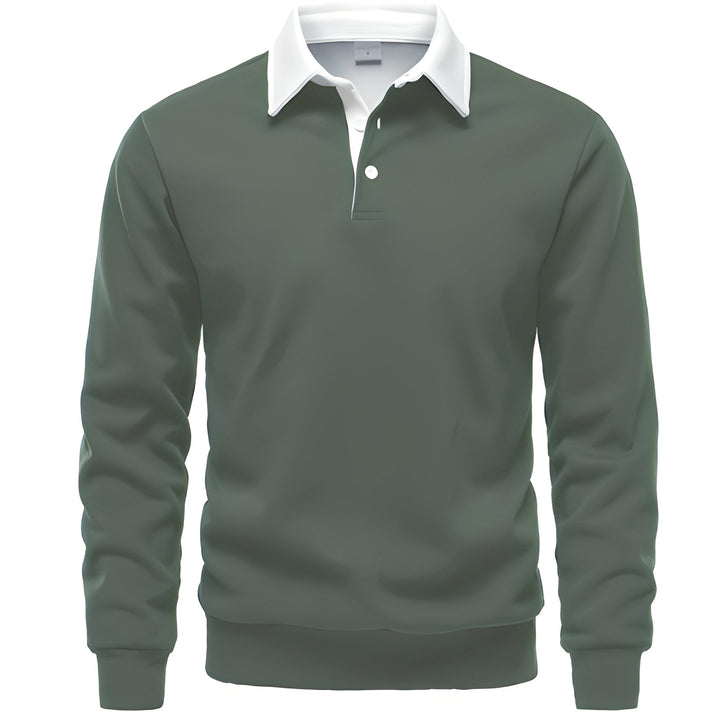 Men's Long Sleeve Polo Shirt Breathable Cotton