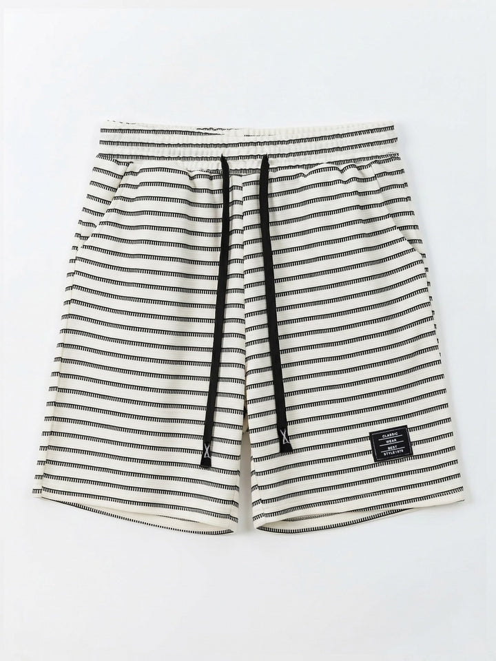 Men's stripe waffle knit shorts with elasticated waistband detail