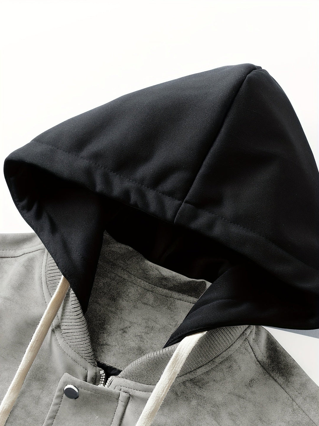 Full view of men's sporty hooded outerwear
