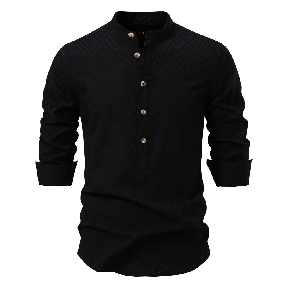 Men’s Textured Henley Collar Shirt