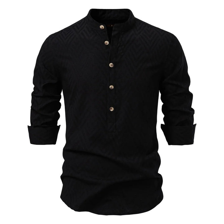 Men’s Textured Henley Collar Shirt