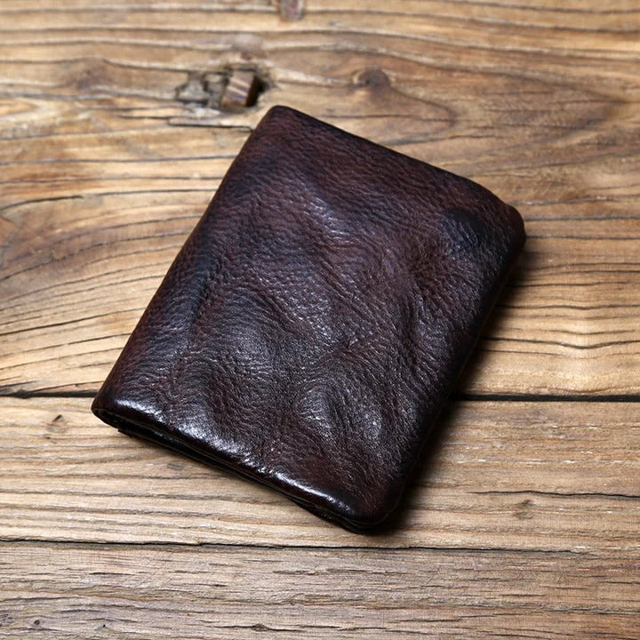 Full-Grain Leather Wallet Men's Compact Dual Closure Design