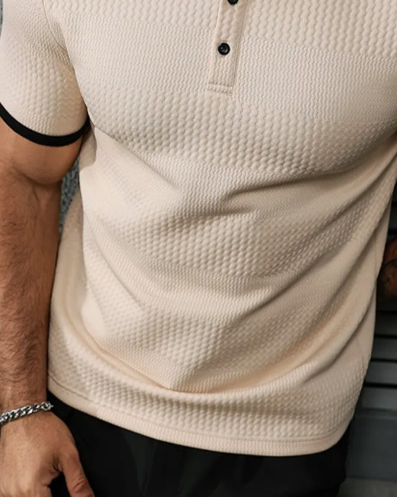 Men's casual polo t-shirt with lapel collar and short sleeves