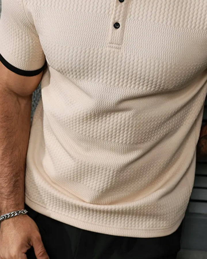 Men's casual polo t-shirt with lapel collar and short sleeves