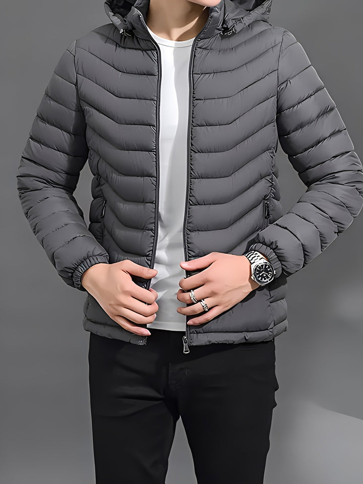 Full view of the men's lightweight quilted jacket