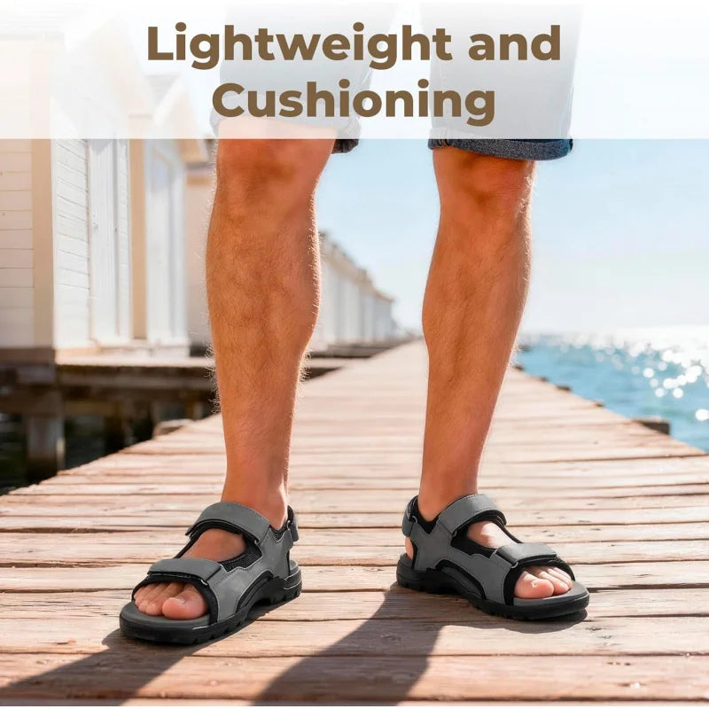 Men's Wide Toe Box Walking Sandals Synthetic Leather