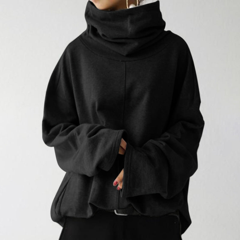Trendy Solid Color Turtle-Neck Sweater