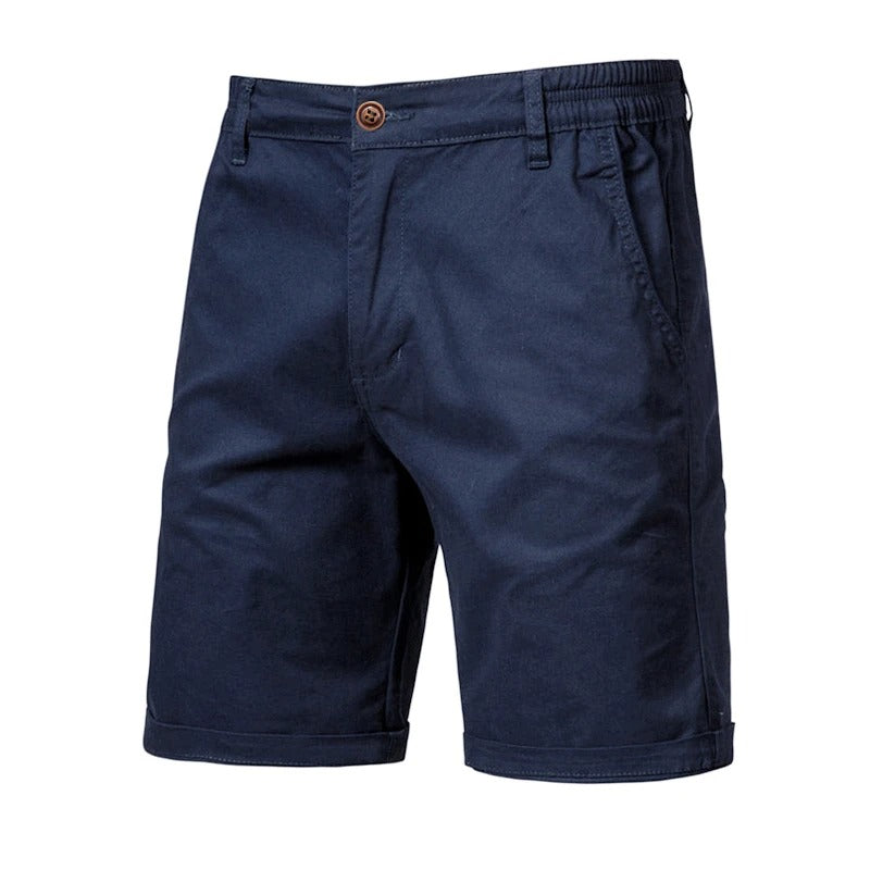 Cotton Blend Stretch Waistband Casual Shorts