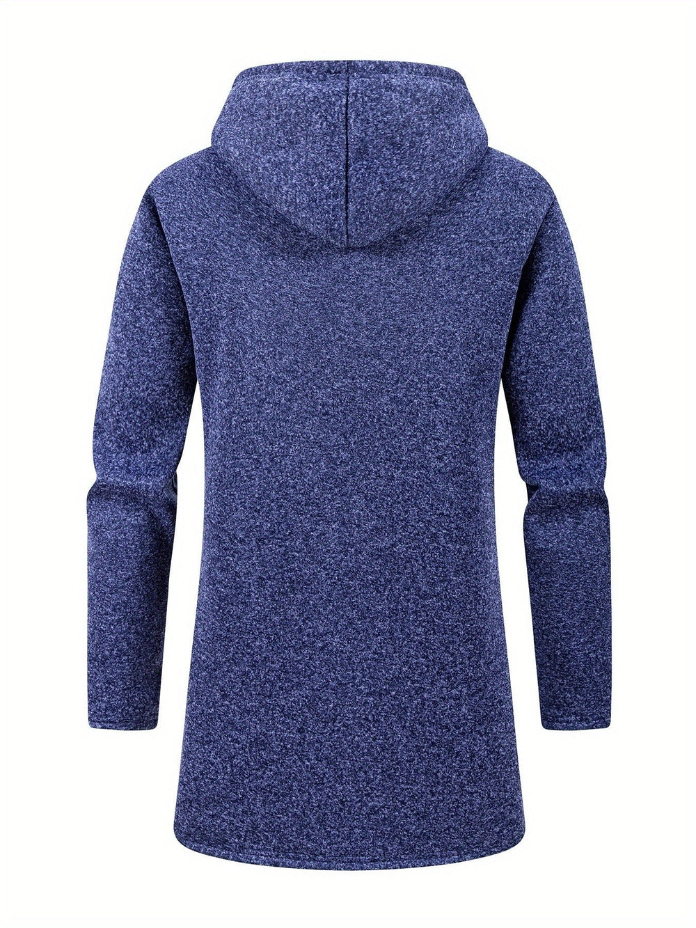 Front view of a men's hooded long coat