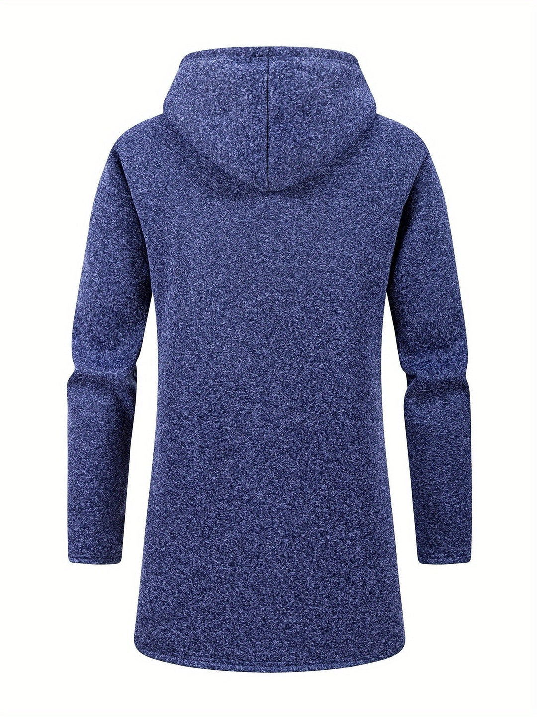 Front view of a men's hooded long coat