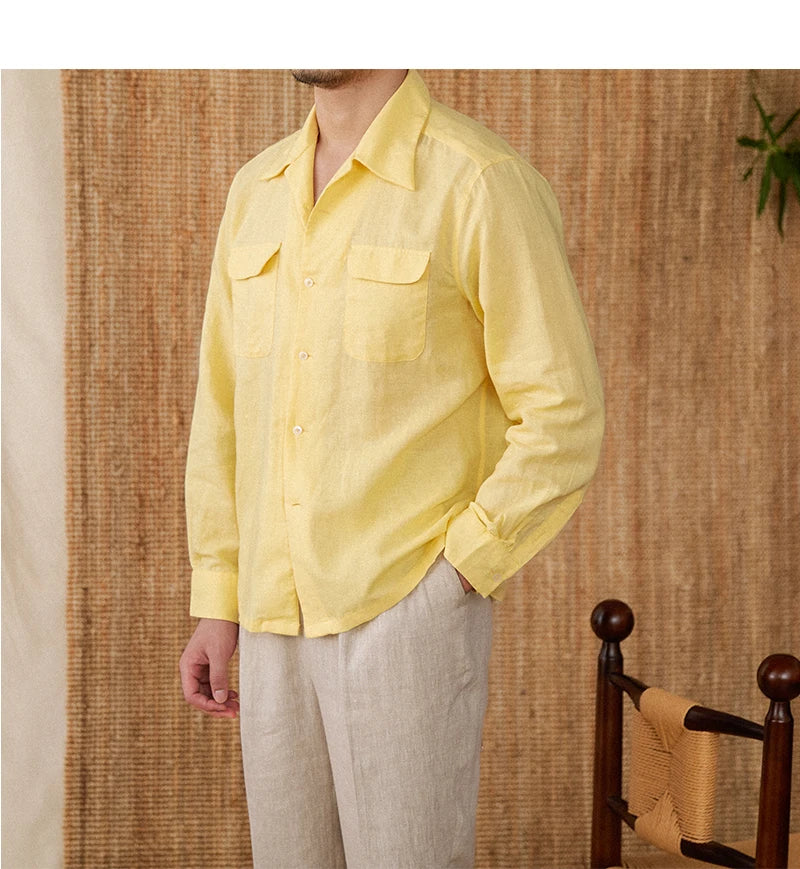 Relaxed Fit Linen Shirt with Chest Pockets