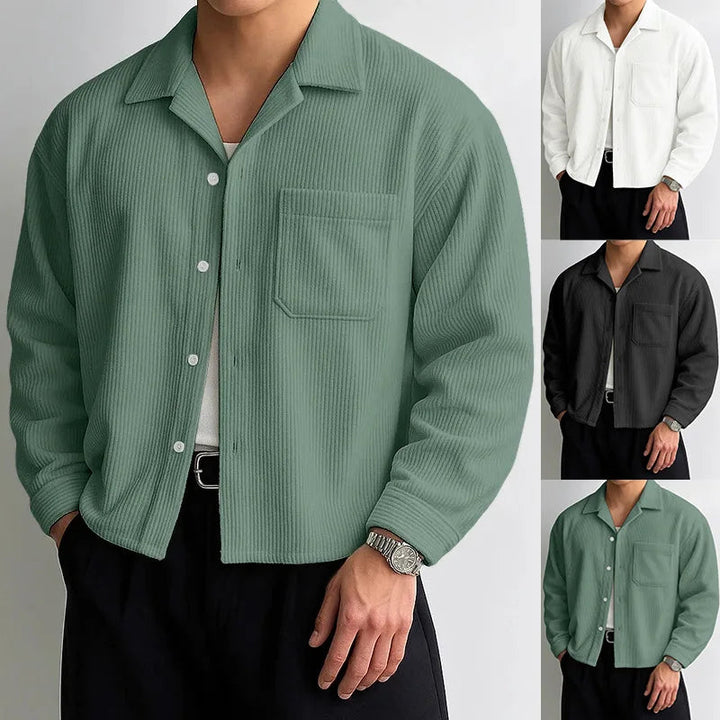 Men's Corduroy Cropped Shirt Loose Fit