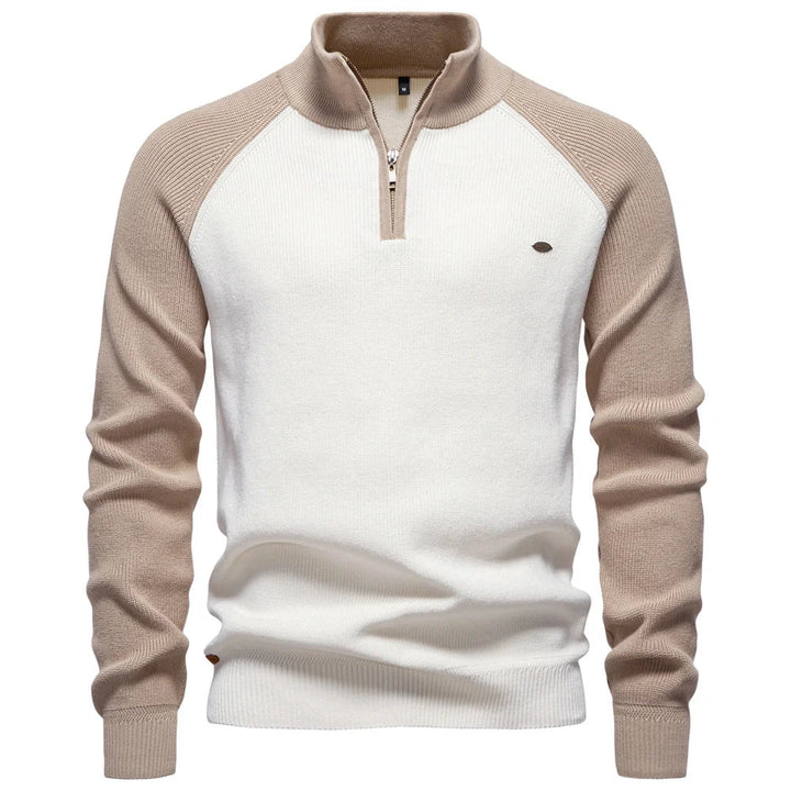 Men's Cotton Mock Neck Quarter Zip Pullover Sweater