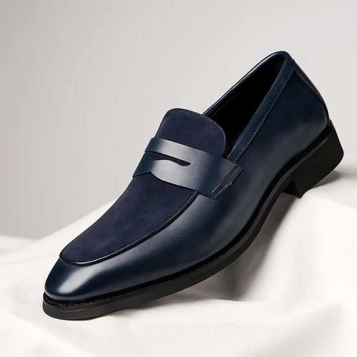 Men's Leather Slip-On Loafers Navy Blue Black