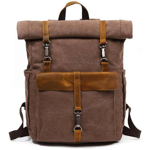 Vintage Canvas Roll-Top Backpack Men's