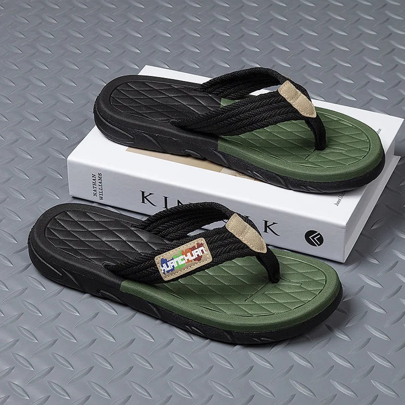 Men's Braided Strap Flip Flops Non-Slip EVA Sole Sandals