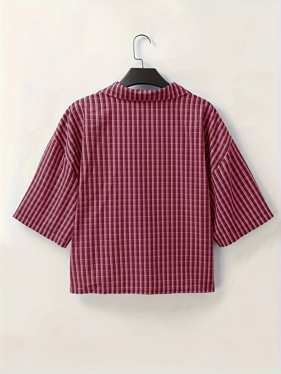 Men's Lightweight Short-Sleeve Checkered Button-Up Shirt Red