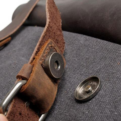 Vintage Canvas and Leather Backpack Khaki