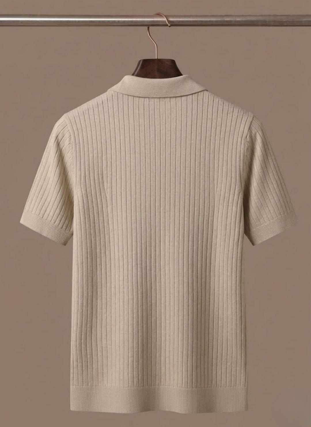 Men's Lightweight Ribbed Knit Polo Shirt