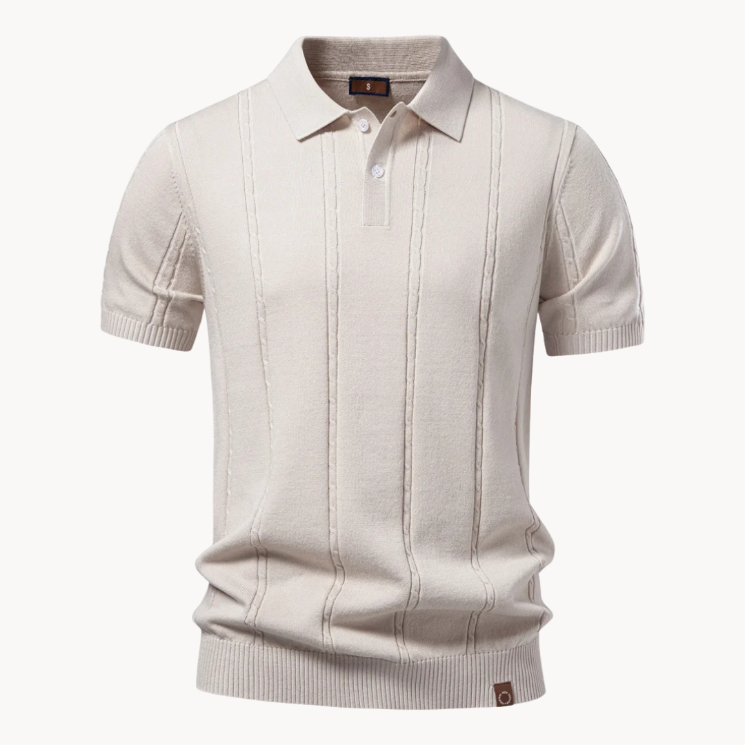 Men's Ribbed Knit Viscose Blend Polo Shirt