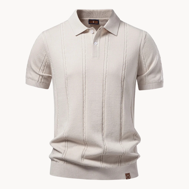 Men's Ribbed Knit Viscose Blend Polo Shirt