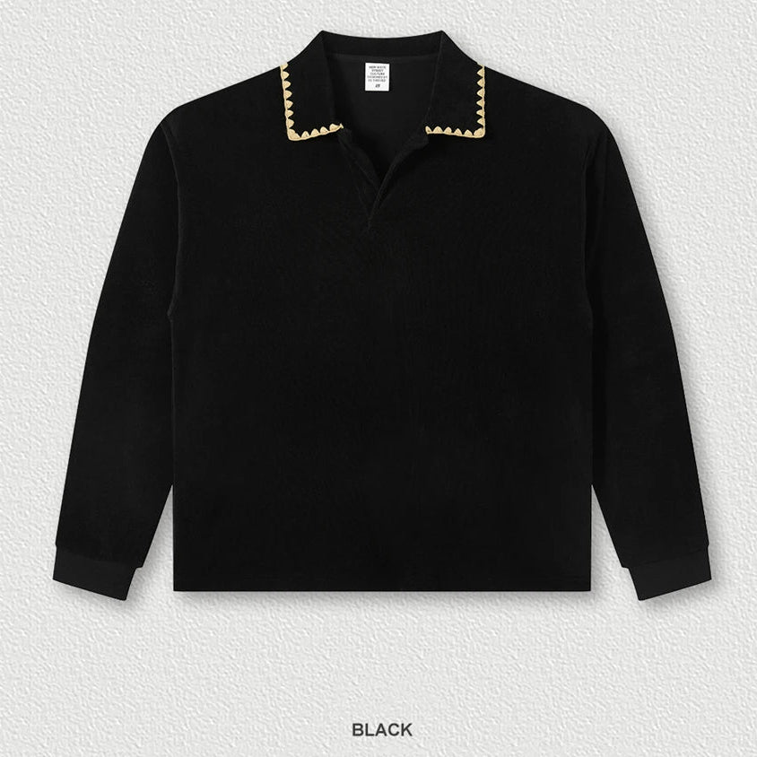 Unisex Long Sleeve Turn-Down Collar T-Shirt