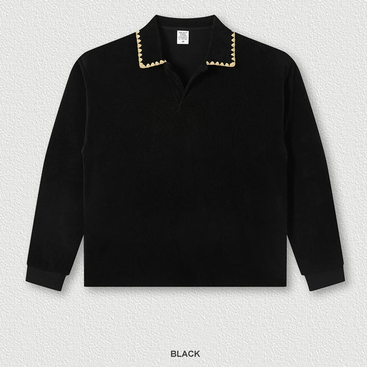 Unisex Long Sleeve Turn-Down Collar T-Shirt