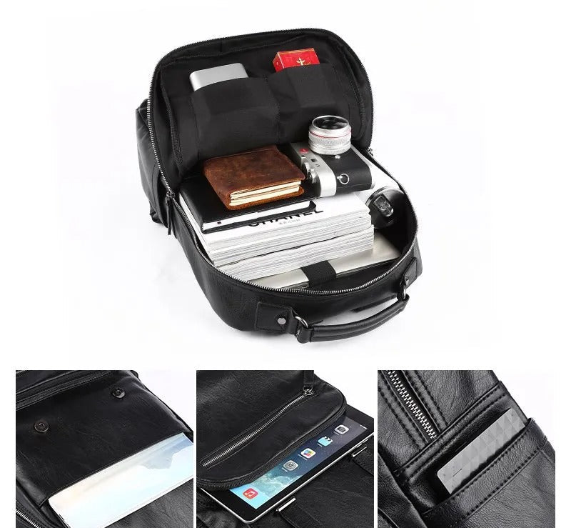 Luxury Leather Travel Backpack with Smart Organization