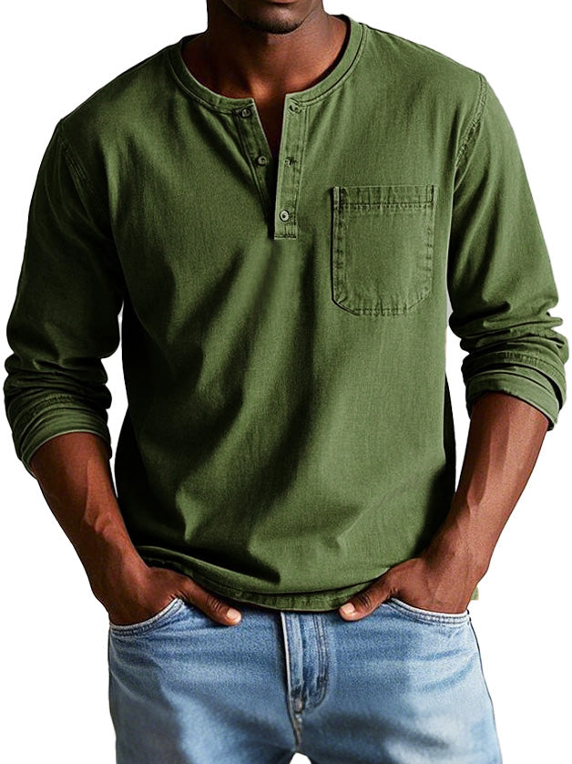 Men's Casual Henley Long-Sleeve Shirt