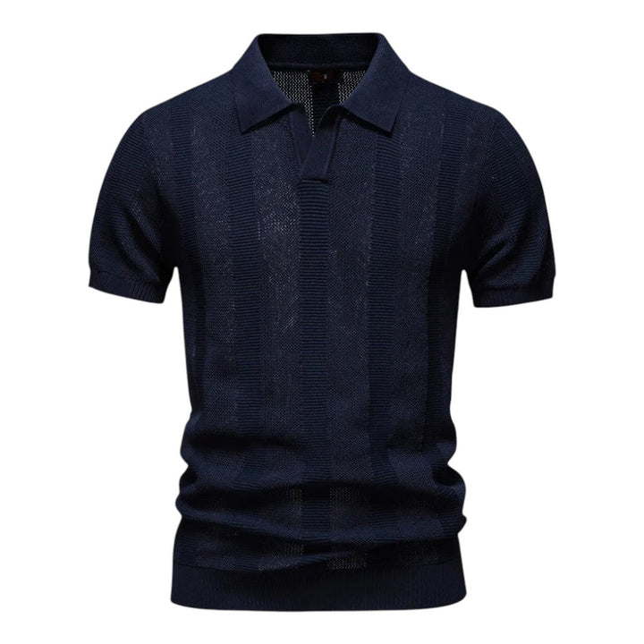 Men's Open-Knit Mesh Ribbed Hem Polo Shirt