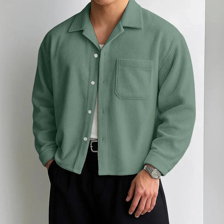 Men's Corduroy Cropped Shirt Loose Fit