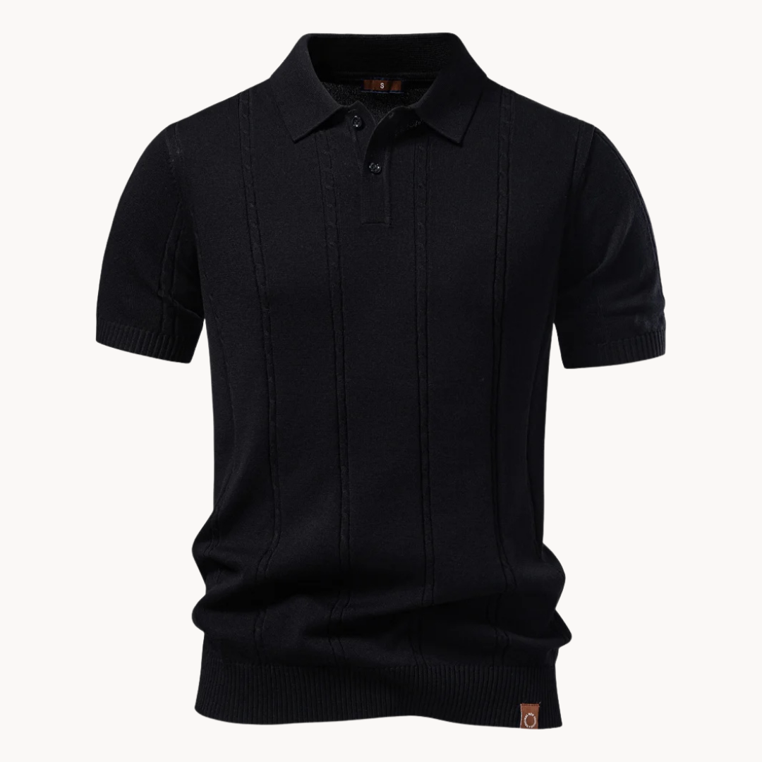 Men's Ribbed Knit Viscose Blend Polo Shirt