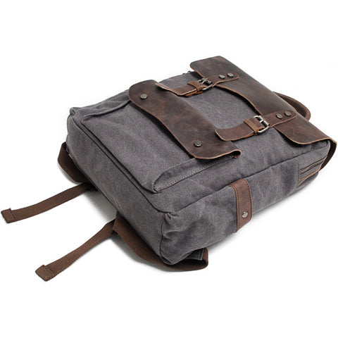 Vintage Canvas and Leather Backpack Khaki