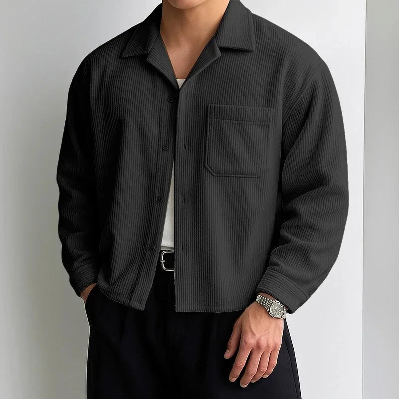 Men's Corduroy Cropped Shirt Loose Fit