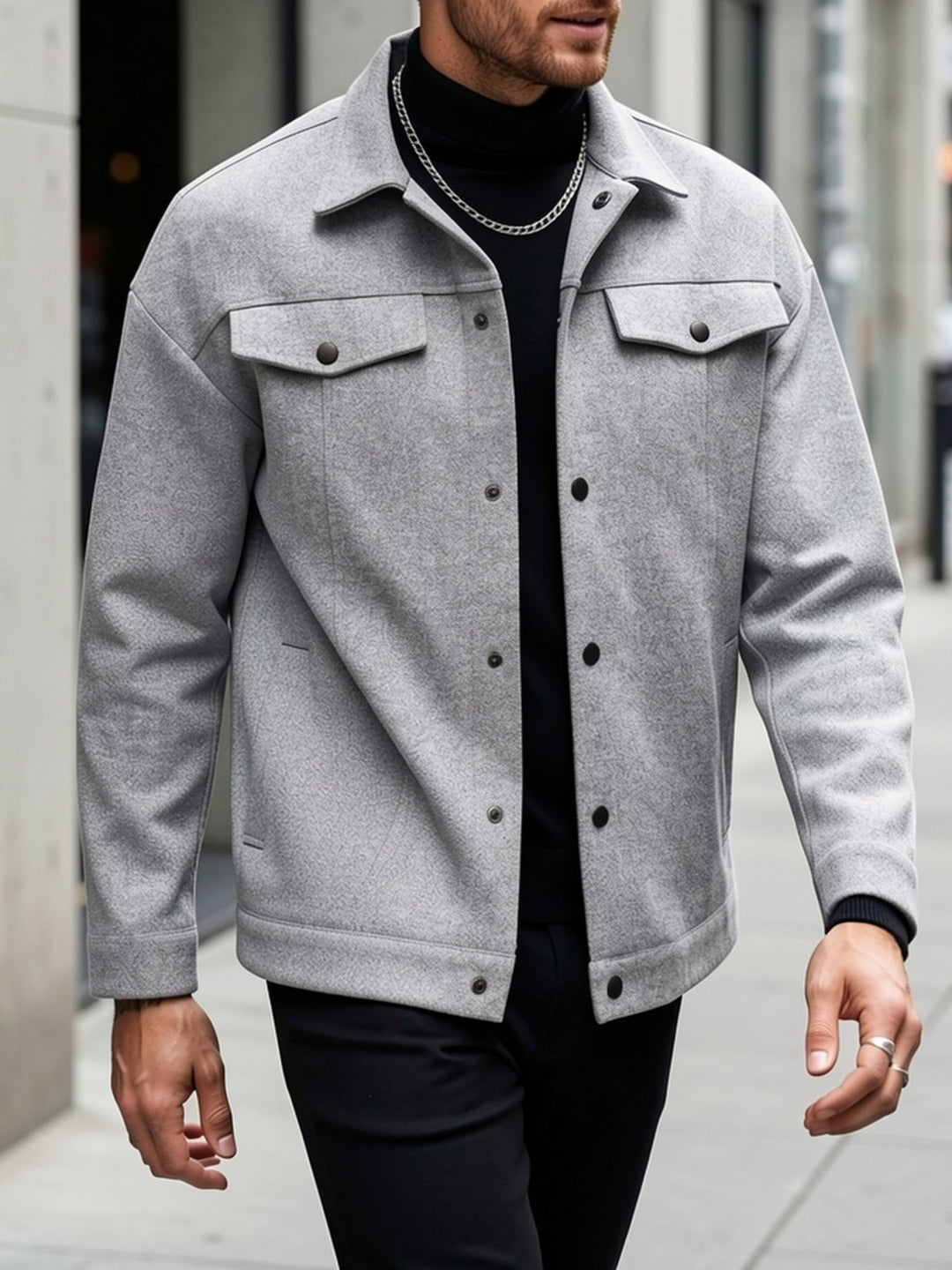 Men's outerwear jacket styled for smart casual wear